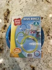 Play Day Dive Rings Pack of 6 Rings Sparkle Ages 5+ Swimming Toys Brand New