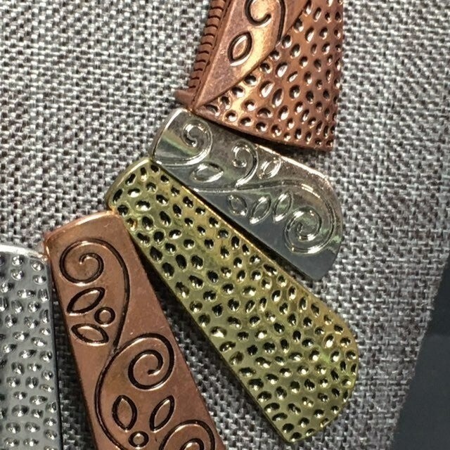 Statement Necklace Copper Silver Gold Scrollwork … - image 5