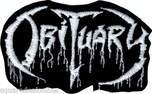 Patch Obituary Rock Band Music 1980's White & Black Death Metal Iron