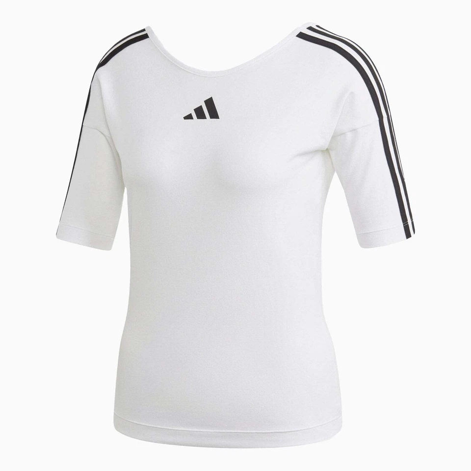 Camiseta Adidas Para Mujer Espalda Abierta 3 Rayas | Camiseta Entrenamiento Atlético Gimnasio Ropa de Calle Foto 2 de 3