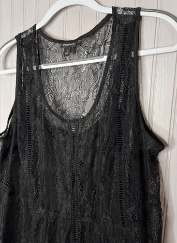 Top donna TORRID 1X boho chic nero pizzo slip canotta 2Fer elegante pizzo floreale - Foto 3 di 11