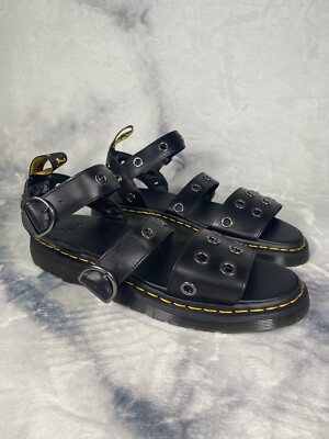 Dr. Martens Gryphon HDW‎ Black Leather Eyelet Sandals AW004 Mens 14 USM NEW Dr Doc Martens Men Size 14 Gryphon Leather Red Brown Buckle  main image 2