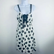 Twenty One White Polka Dot Dress sz S Sleeveless Tie Front Lightweight Retro Y2K