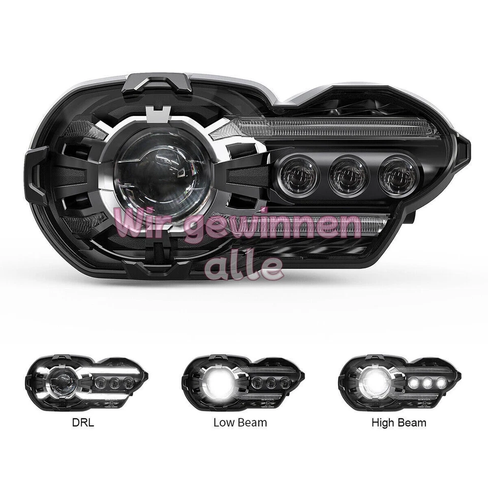 For BMW K1200R 2005-2009 K1300R 2010-2013 E-24 Approved LED Headlights w/DRL - Image 3 of 4