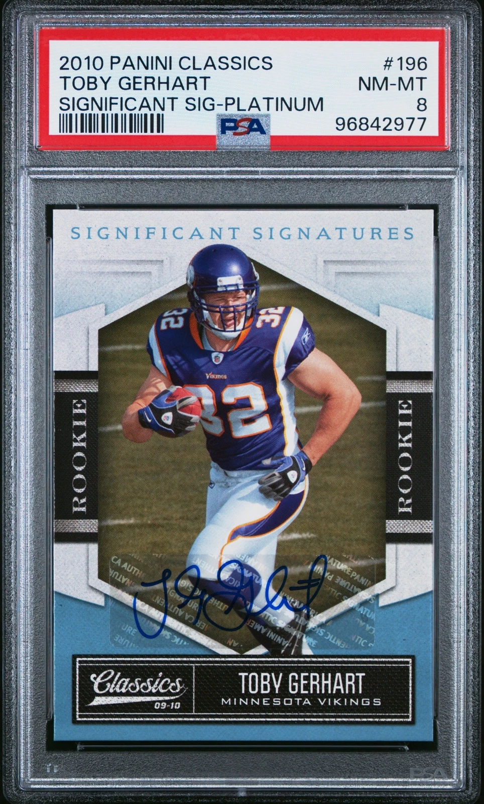 Toby Gerhart Panini Classics #196 Significant Signatures-Platinum