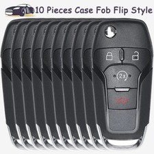 10 Flip Remote Key Case Shell Fob 4 Button For 2015-2023 Ford F-150 F-250 Ranger