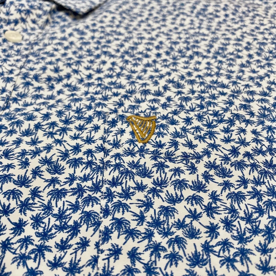 GUINNESS Shirt Mens Size 4XL Blue Palm Tree Floral Pattern Short Sleeve - Image 3 of 4