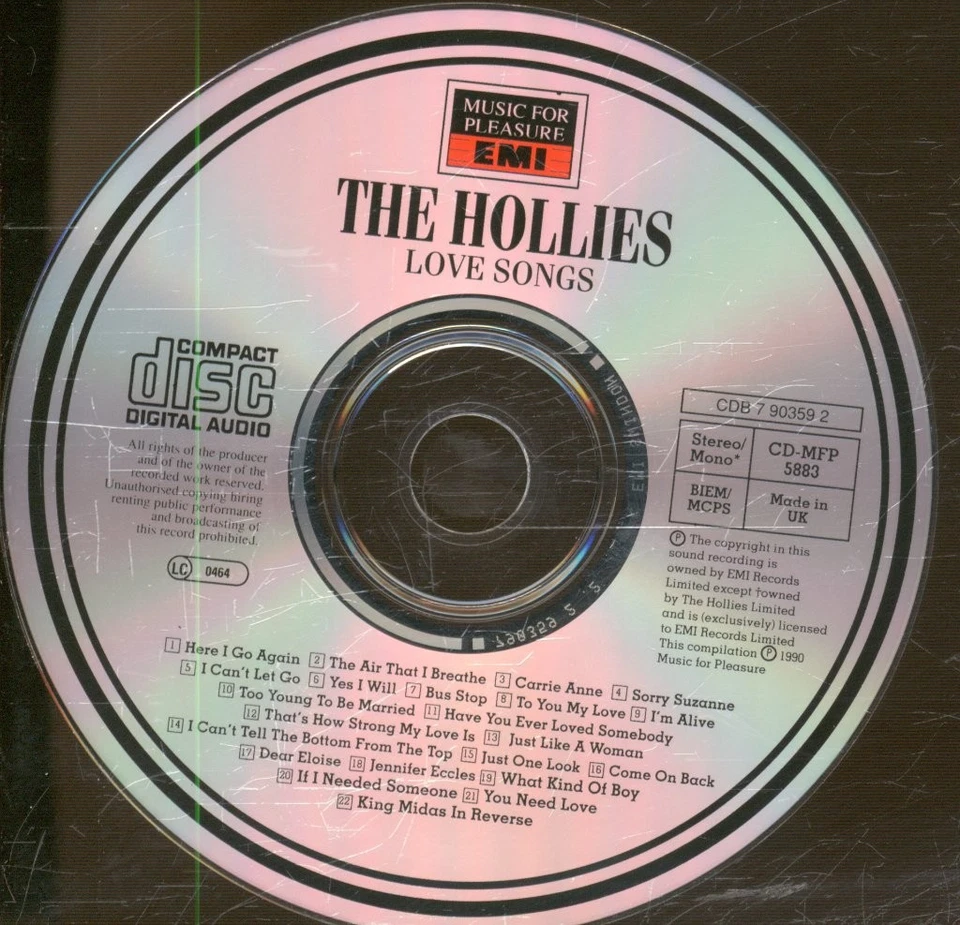 Hollies Love Songs CD UK Emi 1990 CDMFP5883 - Bild 3 von 3
