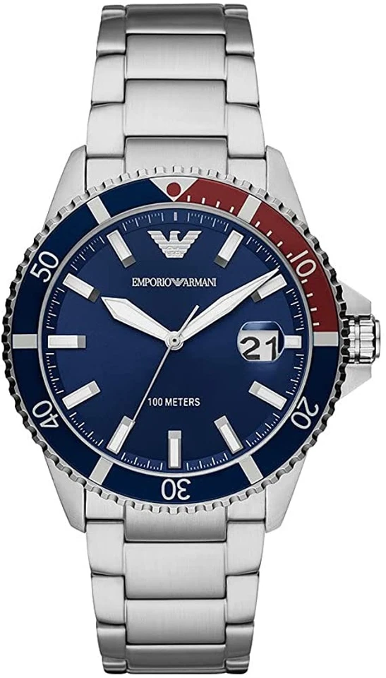 Montre Homme Emporio Armani Cadran Bleu Acier Inoxydable Quartz Ar11339 100m