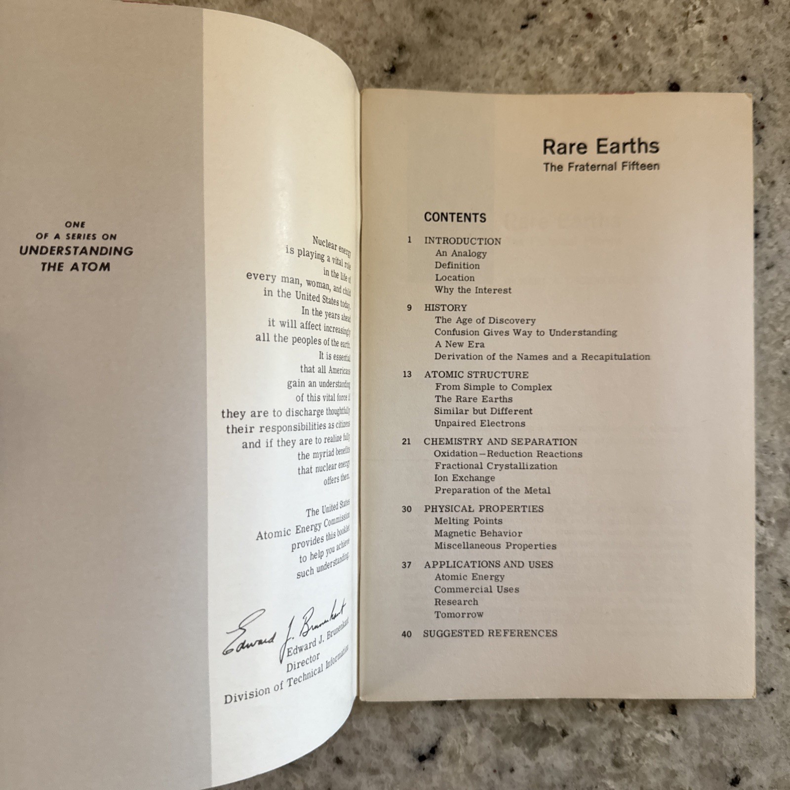 Vintage 1964 Atomic Energy Commission Pamphlet-Rare Earths: Fraternal 15