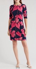 Tommy Hilfiger Island Orchid Jersey Ruched Sleeve Dress Size 14