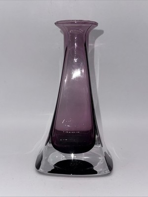 Vintage Amethyst Purple Glass Bud Stem Smooth Bottom 6 