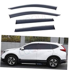 4pcs Smoke Tint With Chrome Trim Outside Mount Tape On/Clip On Style PVC Sun