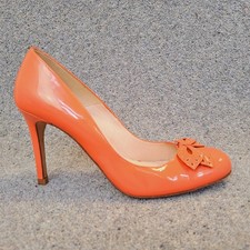 LK Bennett Court Shoes Coral Bow 38.5 UK 5.5 Patent Leather 3.5" Stiletto Heel