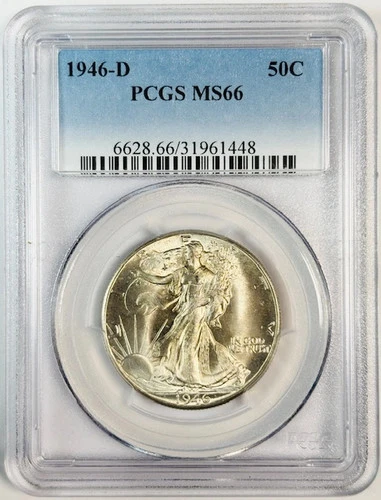 1946 D Walking Liberty Half Dollar PCGS MS-66