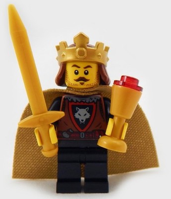 NEW LEGO WOLFPACK KING MINIFIG castle medieval golden crown prince wolf pack