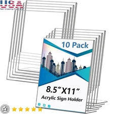 Acrylic Display Stand 10 Pack L Shape 8.5x11 Tabletop Sign Holder Clear New
