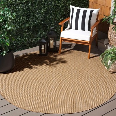 Courtyard Collection 7'1'' Round Natural/Cream CY8521 Indoor/ Outside Waterproof