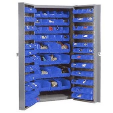 Global Industrial Bin Cabinet With 40 Inner  96 Door Blue Bins Assembled