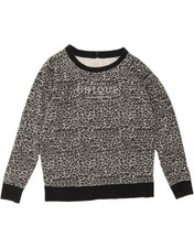 RUSSELL ATHLETIC Womens Sweatshirt Jumper UK 14 Medium Grey Animal Print BW01