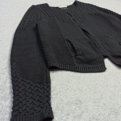 Odd Molly Damen Strickjacke Größe 3 - L Schwarz Baumwolle Haken & Ösen Sweater