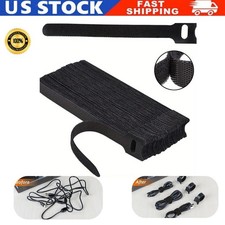100 Cable Straps black Wire Cord Hook Loop Ties Reusable Fastening Organizer-Lot