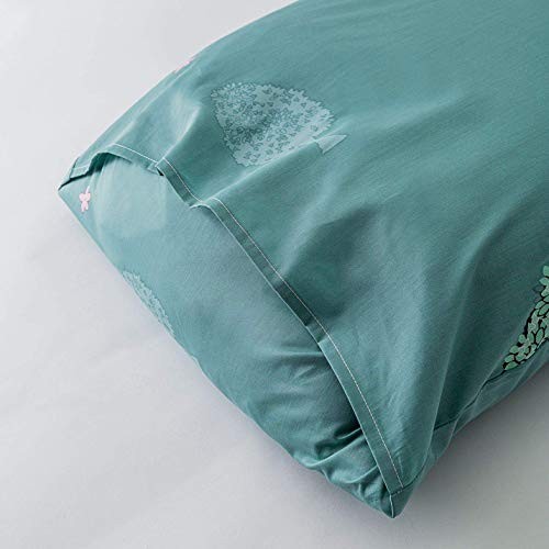 3 Pieces Duvet Cover Set 100% Egyptian Cotton Green Size Queen Tree Leaves - Picture 6 of 7