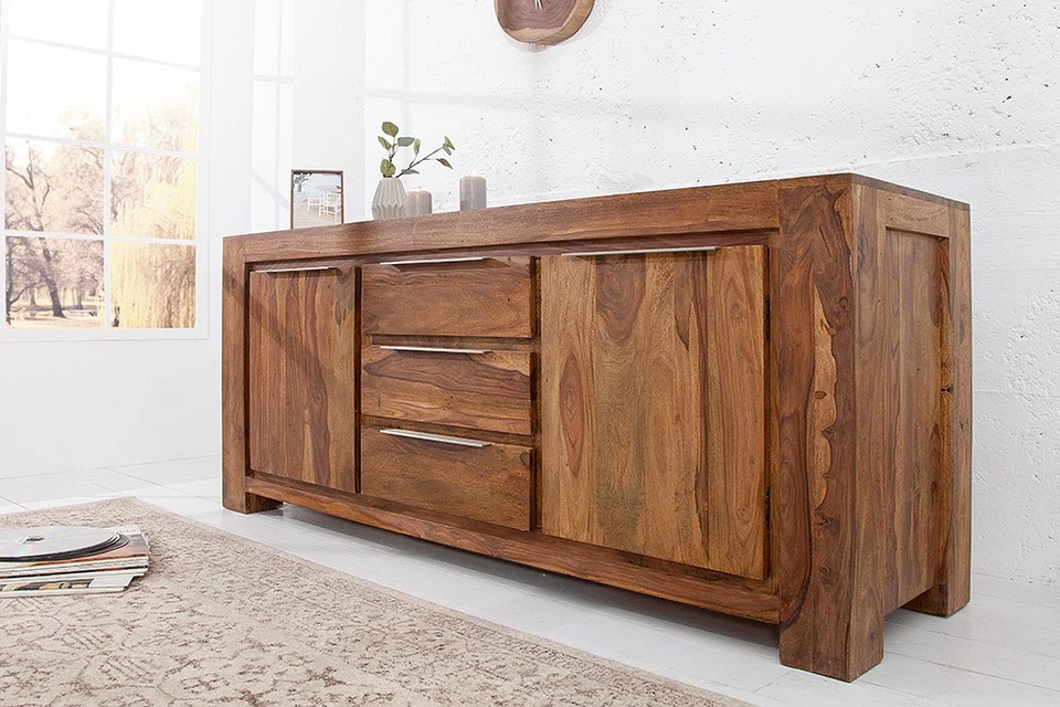 Massivholz Sideboard MAKASSAR 175cm Sheesham Kommode mit Schubladen Palisander - Bild 2 von 4
