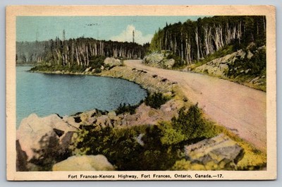 Vintage Fort Frances-Kenora Highway Postcard Ontario Canada 1938