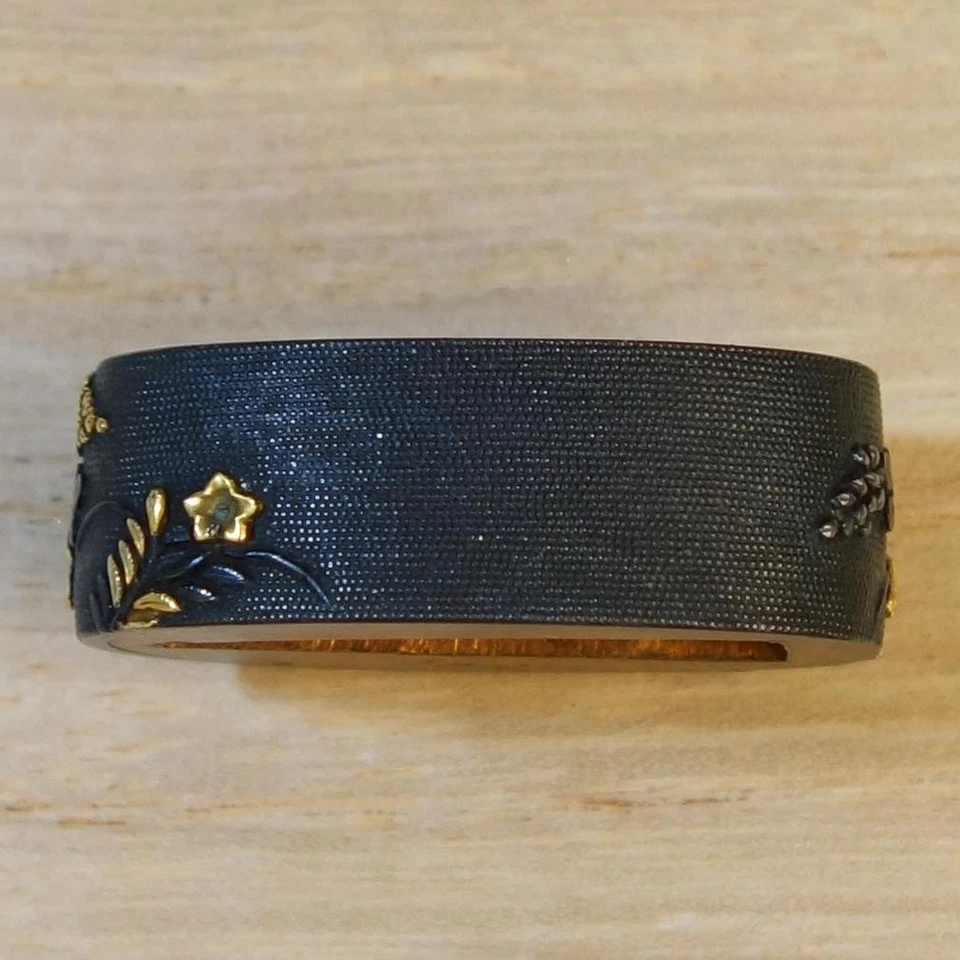 Sword Fittings Fuchi Kashira Tsuba Red Copper Fishroe Ground Inlay Garden - Image 4 of 4