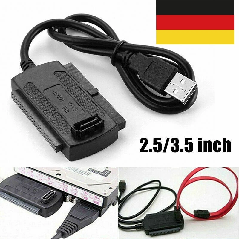 Adapter USB 3.0 auf SATA IDE 2.5" 3.5" HDD SSD Festplatte CD DVD ROM + Netzteil - Bild 2 von 4
