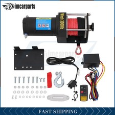 1X Electric Winch Synthetic Rope 3000lbs 12V Tow Towing Truck Trailer w/ Remote