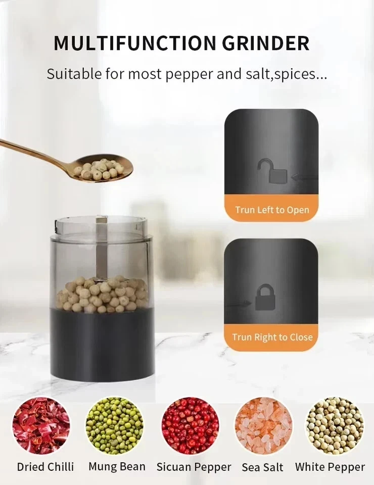 2PCS Electric Salt and Pepper Grinder Set Automatic Grinder w/ Rechargeable Base - Image 2 of 4