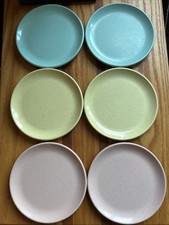6 Vtg Melmac Speckled Pastel Imperial Ware Melamine Plates Dessert Salad MCM 6