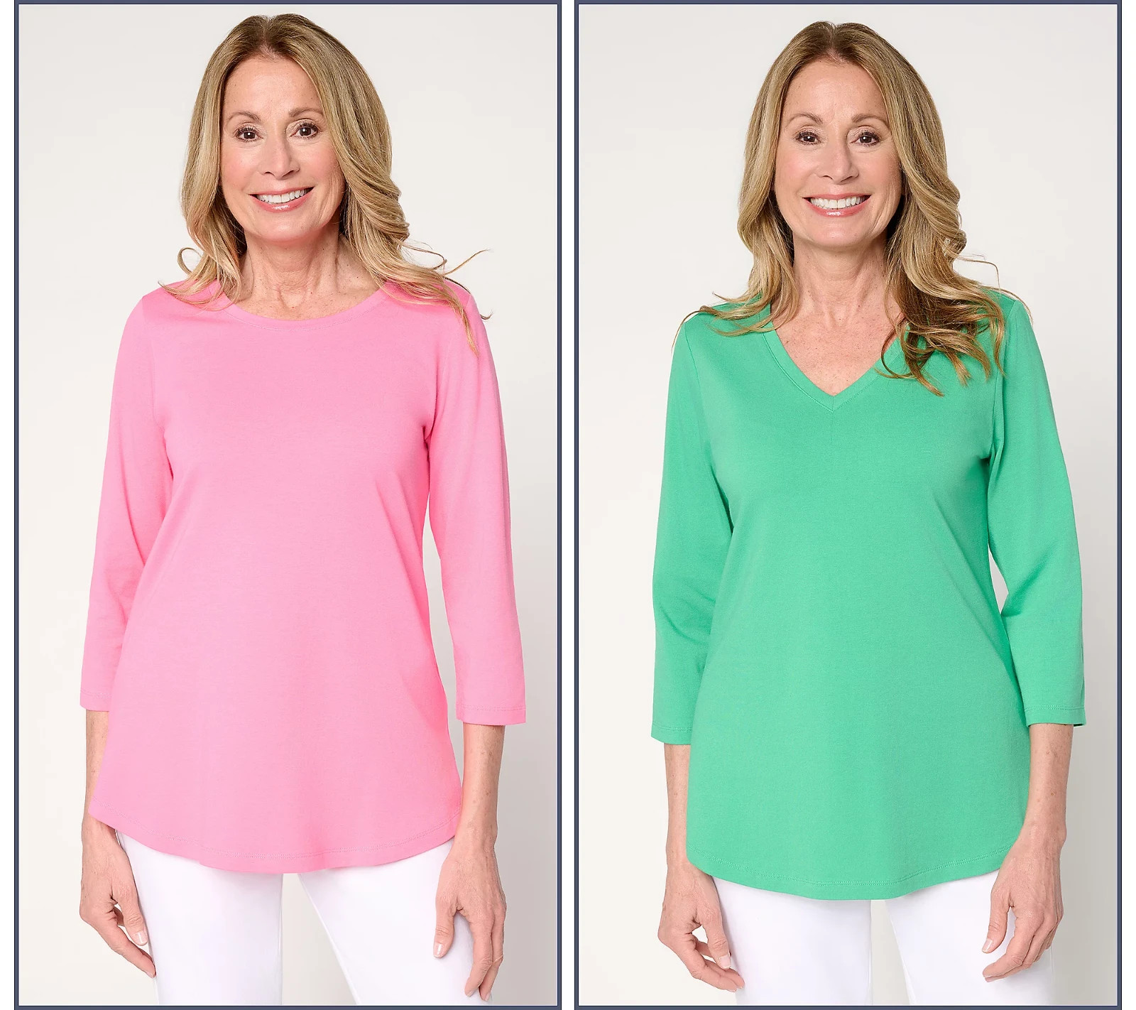 Belle by Kim Gravel TripleLuxe Knit Set of 2 3/4 Sleeve Tops