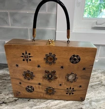 Vintage Enid Collins Of Texas Mille Fleur The Original Box Bag With MirrorSigned