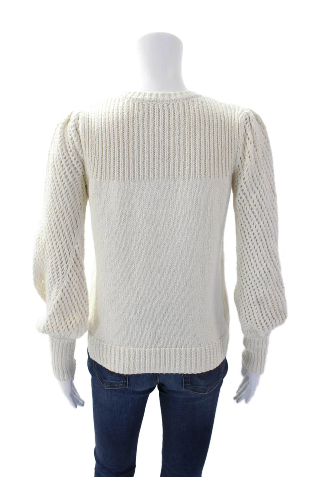 10 Crosby Derek Lam женщин круглый вырез длинным рукавом вязаный свитер кремовый размер XS - Изображение 3 из 4