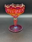 Fenton Red Iridized Carnival Glass Puritan Comport  Made 90-91