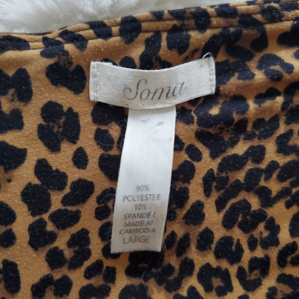 SOMA Cheetah Animal Exótico 2 Piezas Maxy Vestido Vestido y Bata Terciopelo Borde Talla L-XL Foto 4 de 4