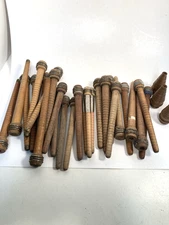 Wood Spools Bobbins Wooden Industrial 3"-8.75" Vintage Quills Mix Lot-30: