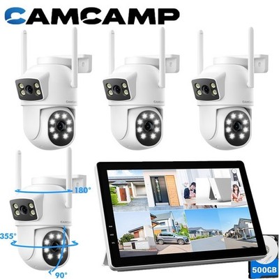 CAMCAMP WLAN Überwachungskamera Set 10CH Videoüberwachung mit 4X 1080P Aussen PT