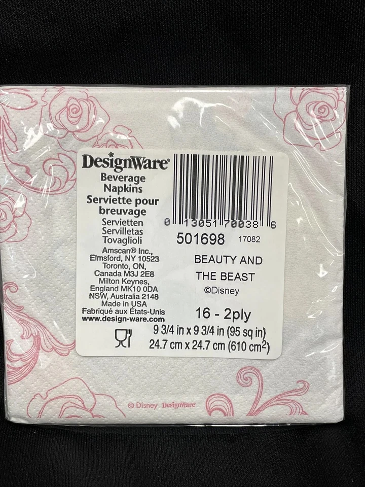 Disney La Bella y la Bestia Cumpleaños Fiesta Suministros Servilletas Bebidas 16ct. Foto 3 de 3
