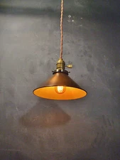 Vintage Industrial Hanging Light with Steel Cone Shade - Machine Age Minimalist 