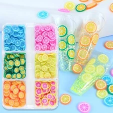 6 Grids Fruit Nail Art Slices Orange Lemon Pomelo Designs Summer Nail Charms 