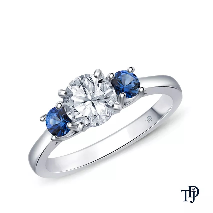 Diamond ring with hotsell blue sapphire side stones