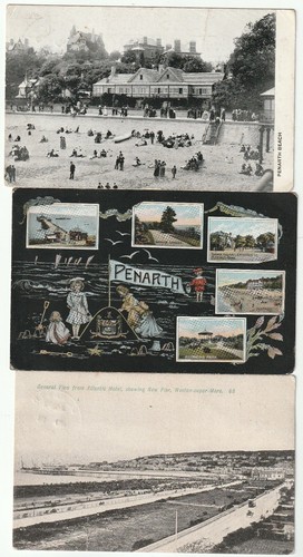 1905/09 3 DIFF DATE PENARTH SKELETON POSTMARKS 2 LOCAL PPCs & 1 WESTON SUPr MARE - Picture 2 of 2