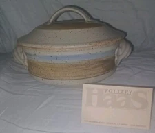 Haas Pottery Covered Casserole Dish, Beige, Signed