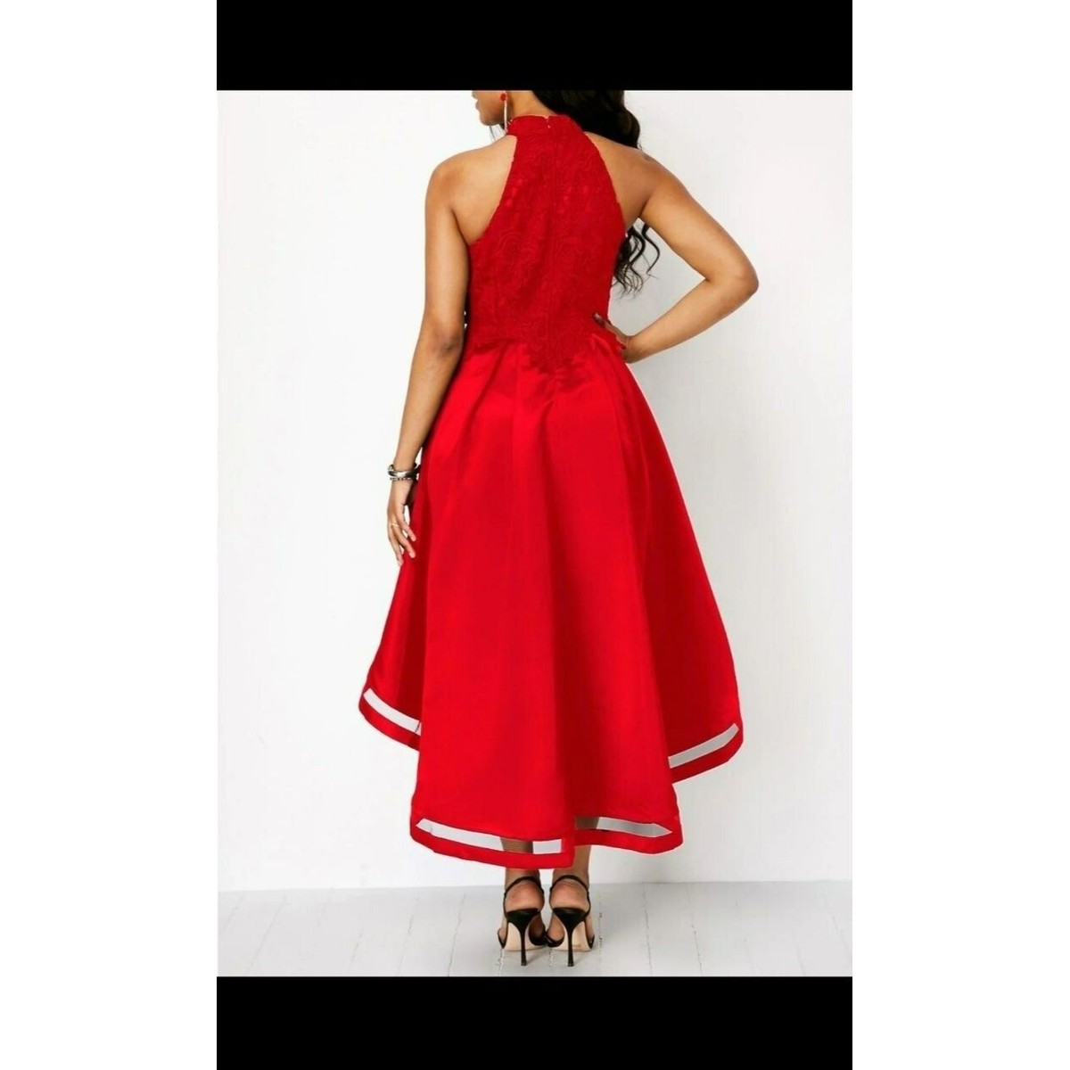 strapless open back dress Wine Red Sequins and Tulle Halter Long Prom Dress, Wine Red Evening Dr –  formalgowns main image 1