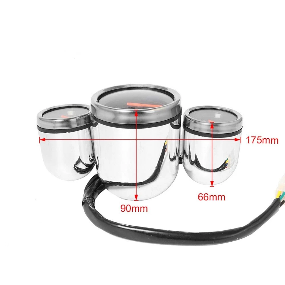 Motorcycle Speedometer Tachometer Gauge Universal LCD Digital Odometer - Image 2 of 4