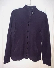 Ibex Womens Carrie Button Front Sweater Jacket Purple Merino Wool Size M. d753